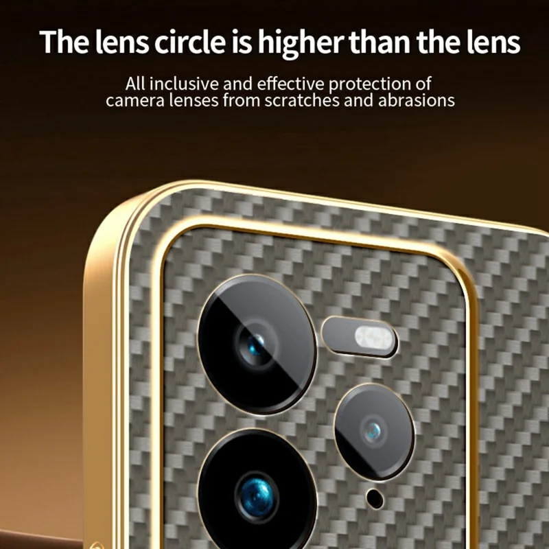 For Realme GT 7 Pro 5G Phone Case Carbon Fiber Textured Electroplated TPU Back Cover - Coffee