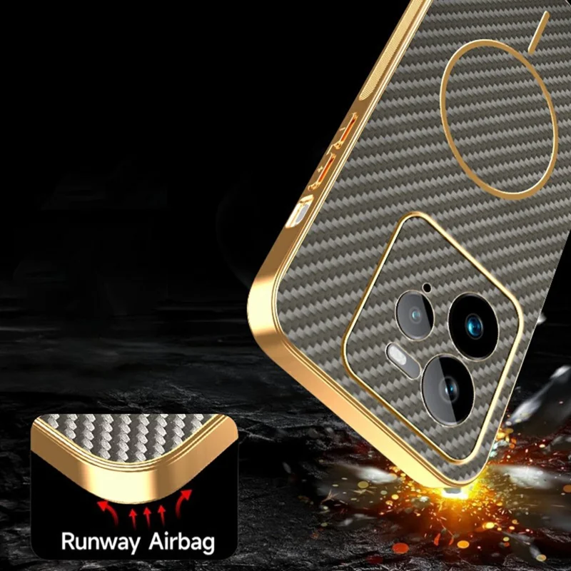 For Realme GT 7 Pro 5G Phone Case Carbon Fiber Textured Electroplated TPU Back Cover - Coffee