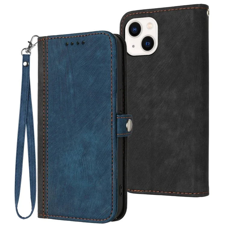 YX0020 Smart Phone Case Для Iphone 14 Плюс Кожаная Подставка Для Магнитной Магнитной Застежки с Ремешкой Для Iphone 14 Плюс PU - Сапфир