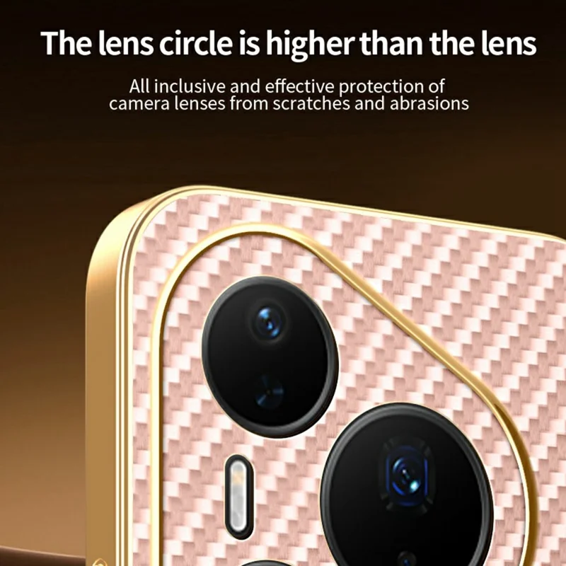 For Huawei Pura 80 Pro / 80 Pro+ Phone Case Carbon Fiber Textured Electroplated TPU Back Cover - Pink