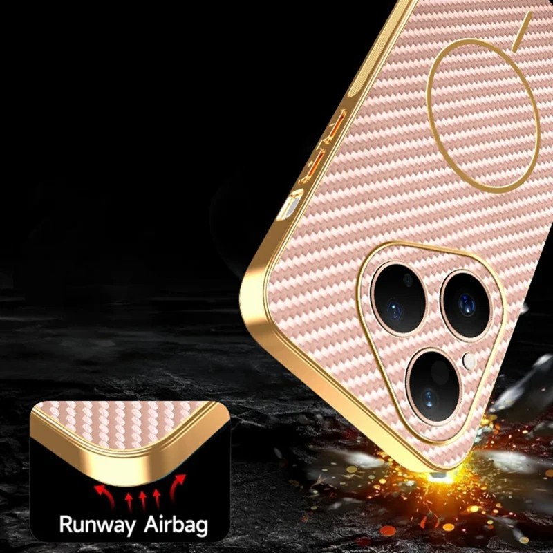 For Huawei Pura 80 Phone Case Carbon Fiber Textured Electroplated TPU Back Cover - Pink