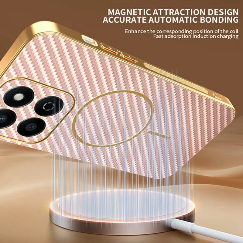 Funda de teléfono de fibra de carbono con textura electrodepositada TPU para Honor 200 Smart 5G / X7c 4G - Rosa