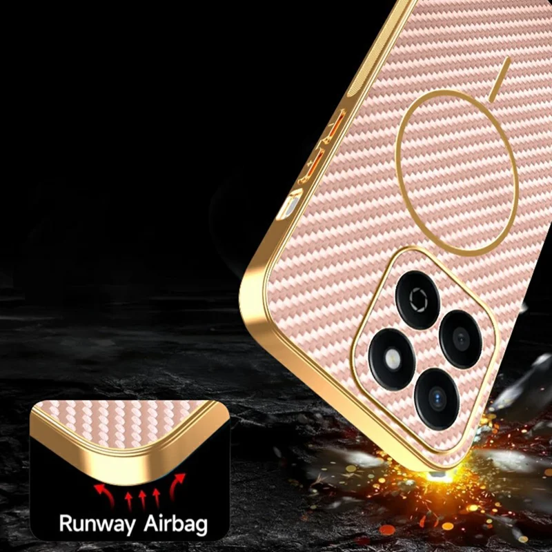 Funda de teléfono de fibra de carbono con textura electrodepositada TPU para Honor 200 Smart 5G / X7c 4G - Rosa