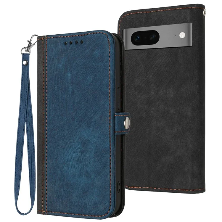 YX0020 Smartphone -hülle Für Google Pixel 7 5G PU Leder Faltbarer Ständer Dual Magnetic Clasp Phone Deckschale Mit Riemen - Saphir