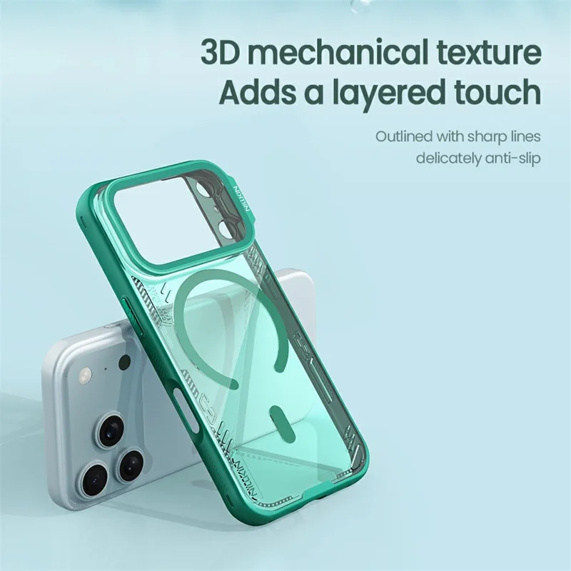 NILLKIN Iceblade CamProp Para iPhone 17 Pro Funda Magnética Tapa de Lente Clara Soporte de Pie PC TPU Cubierta de Teléfono - Verde