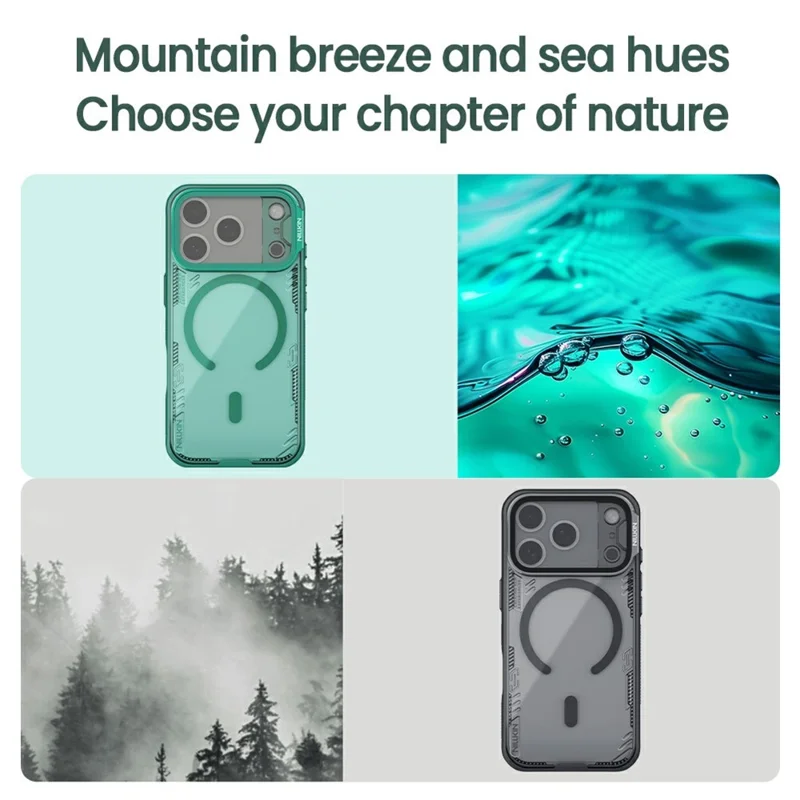 NILLKIN Iceblade CamProp Para iPhone 17 Pro Funda Magnética Tapa de Lente Clara Soporte de Pie PC TPU Cubierta de Teléfono - Verde