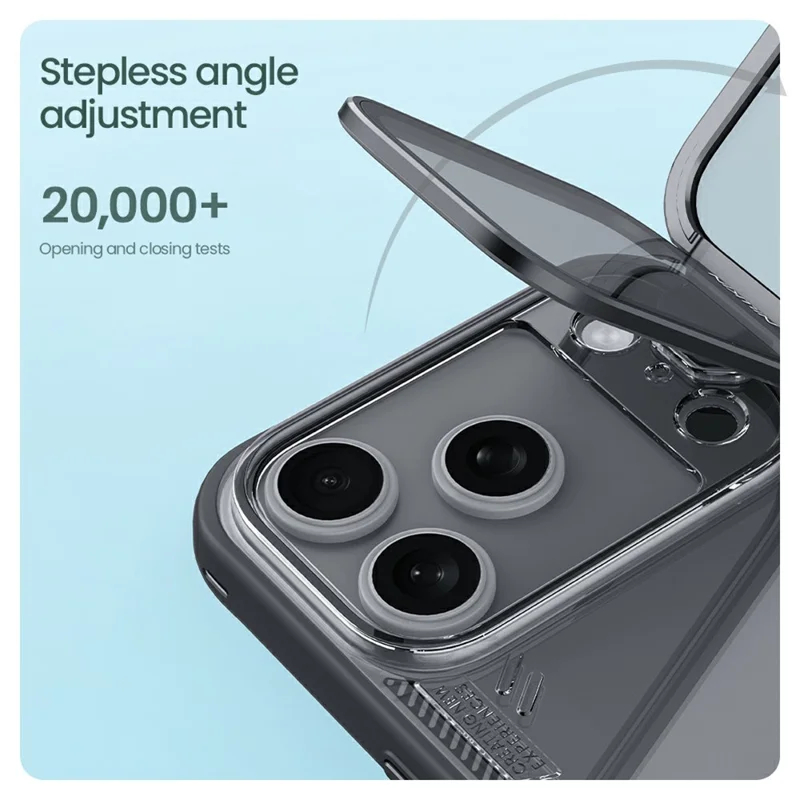 NILLKIN Iceblade CamProp For iPhone 17 Pro Case Clear Lens Lid Kickstand PC TPU Phone Cover