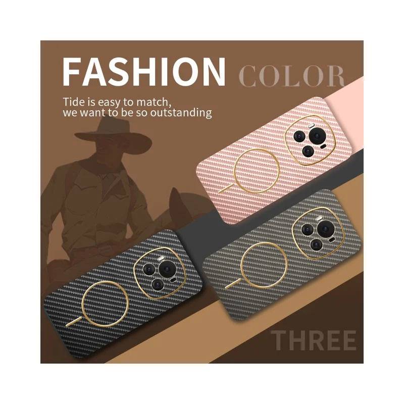 For Honor Magic6 5G Phone Case Carbon Fiber Textured Electroplated TPU Back Cover - Pink