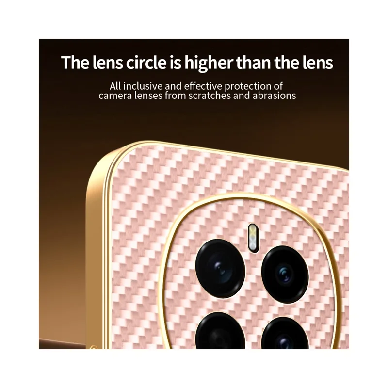 For Honor Magic7 5G Phone Case Carbon Fiber Textured Electroplated TPU Back Cover - Pink