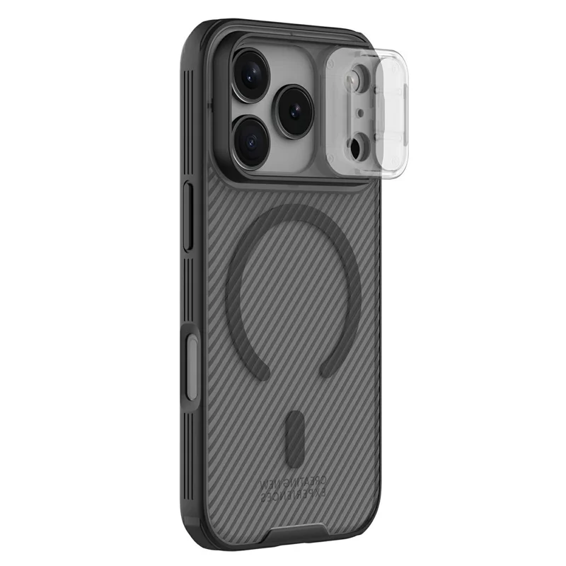 Étui NILLKIN Camshield Pro Magnetic Series pour iPhone 17 Pro, Coque de Téléphone Transparente en TPU + PC, Noir, avec Curseur pour Caméra