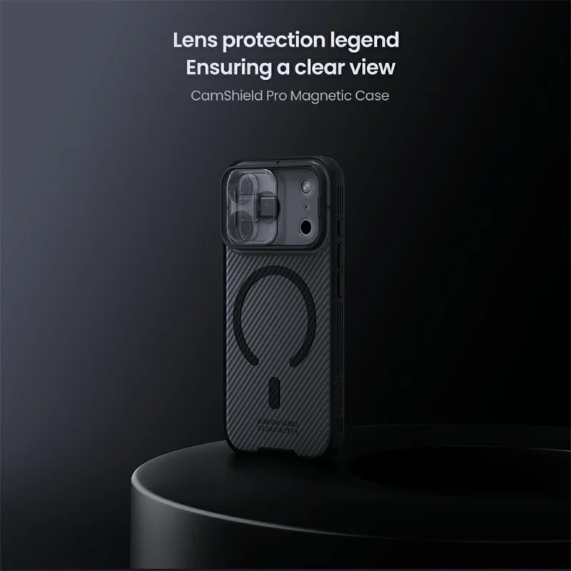 Étui NILLKIN Camshield Pro Magnetic Series pour iPhone 17 Pro, Coque de Téléphone Transparente en TPU + PC, Noir, avec Curseur pour Caméra