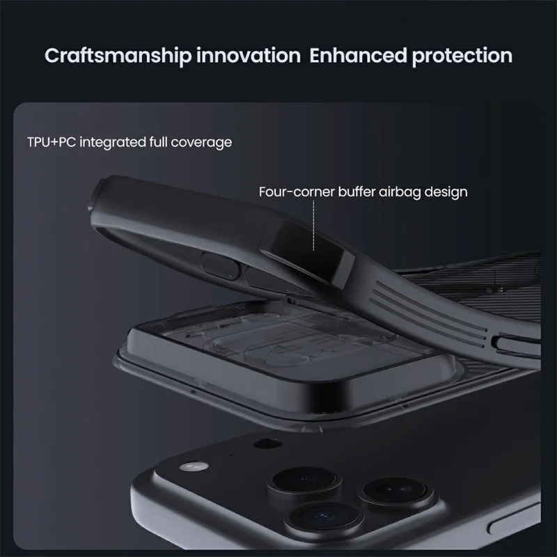 Étui NILLKIN Camshield Pro Magnetic Series pour iPhone 17 Pro, Coque de Téléphone Transparente en TPU + PC, Noir, avec Curseur pour Caméra