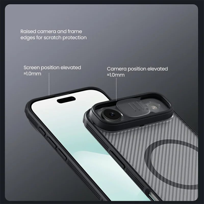 NILLKIN Camshield Pro Magnetic Series For iPhone Air Case TPU + PC Clear Black Phone Cover with Camera Slider