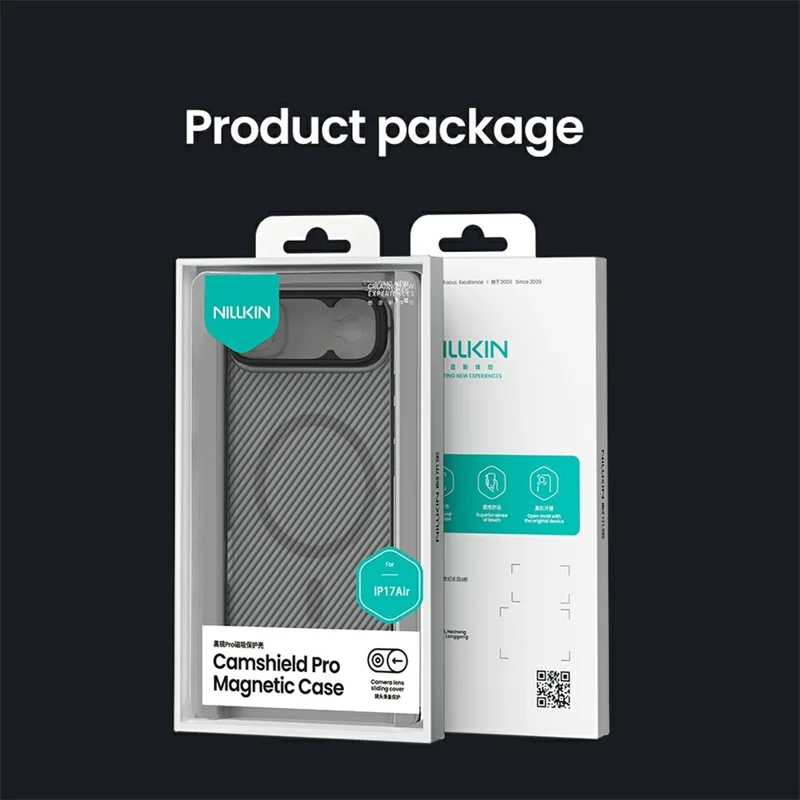 NILLKIN Camshield Pro Magnetic Series For iPhone Air Case TPU + PC Clear Black Phone Cover with Camera Slider