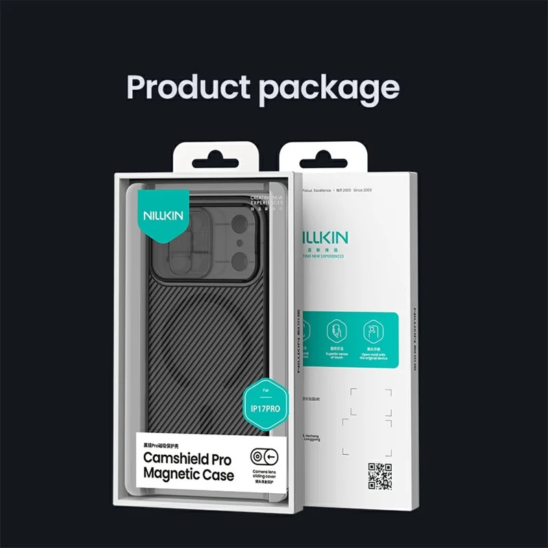 NILLKIN Camshield Pro Magnetic Series For iPhone 17 Pro Max Case TPU + PC Clear Black Phone Cover with Camera Slider