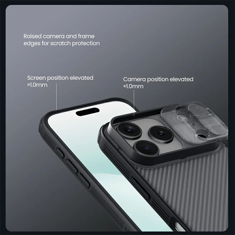 NILLKIN Camshield Pro Series For iPhone 17 Pro Case TPU + PC Clear Black Phone Cover with Camera Slider