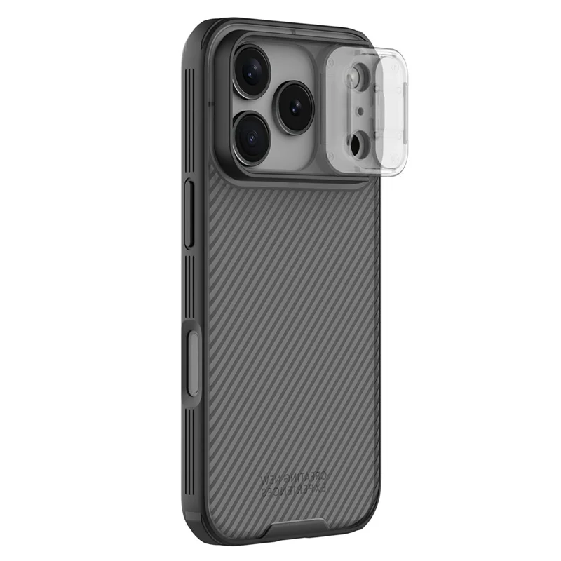 NILLKIN Camshield Pro-serie voor iPhone 17 Pro Max hoesje TPU + PC transparant zwart telefoonhoesje met camerashuifbedekking