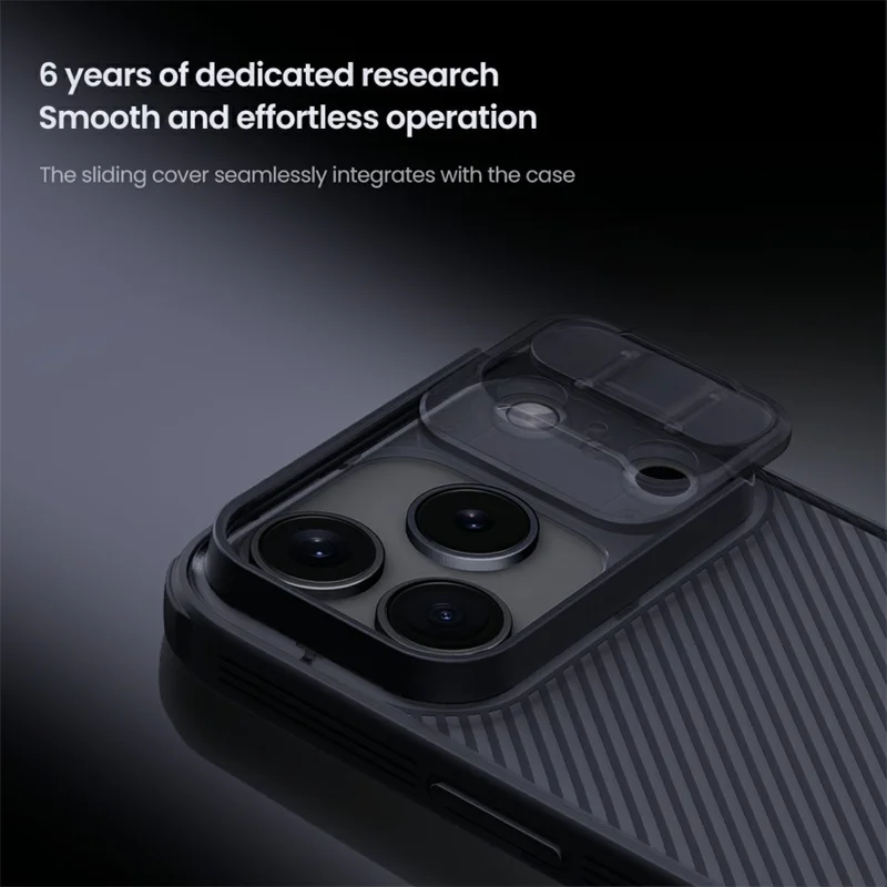 NILLKIN Camshield Pro-serie voor iPhone 17 Pro Max hoesje TPU + PC transparant zwart telefoonhoesje met camerashuifbedekking