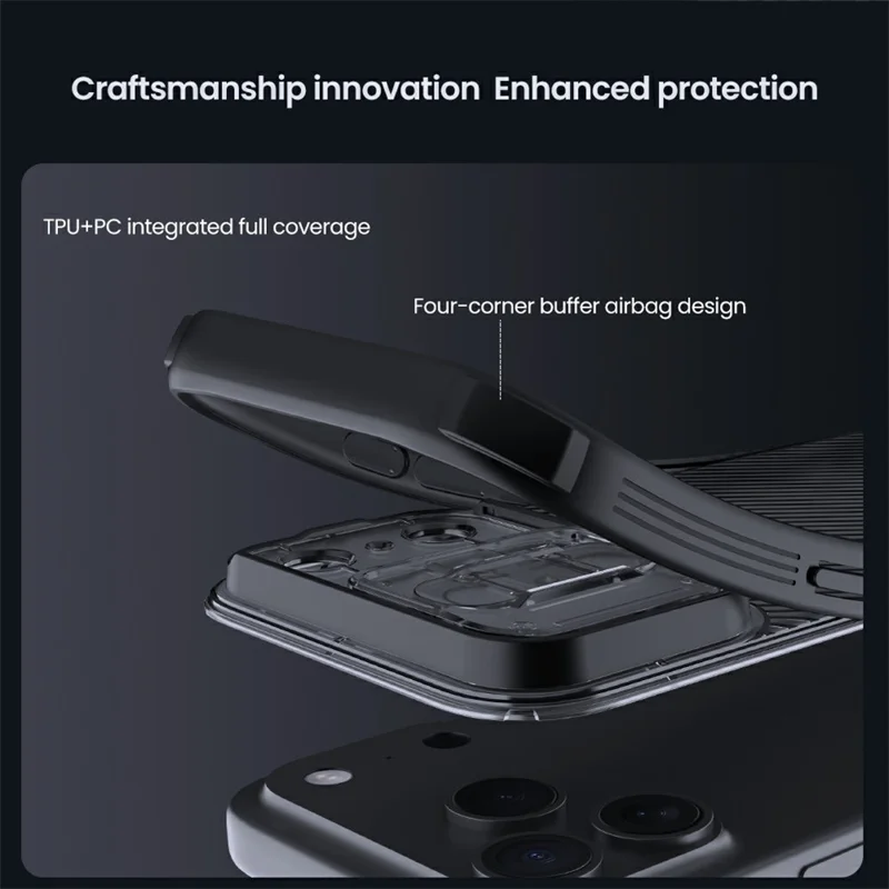 NILLKIN Camshield Pro-serie voor iPhone 17 Pro Max hoesje TPU + PC transparant zwart telefoonhoesje met camerashuifbedekking