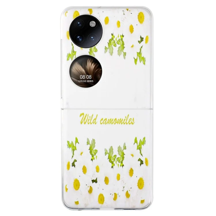 Para Huawei P50 Pocket Pattern Printing Case de Telefone Hard PC PC Resistente à Capa Protetora do Zagueiro - Flores