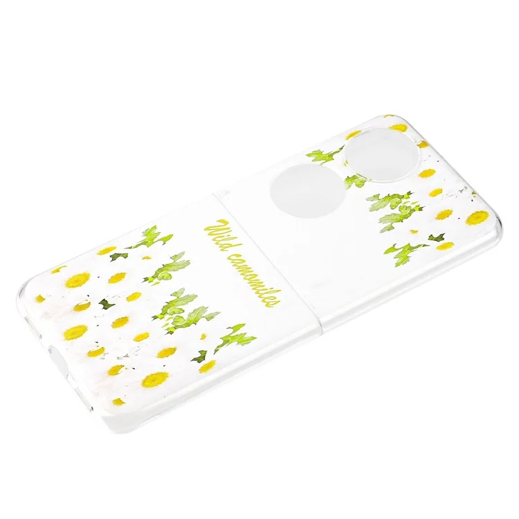 Para Huawei P50 Pocket Pattern Printing Case de Telefone Hard PC PC Resistente à Capa Protetora do Zagueiro - Flores
