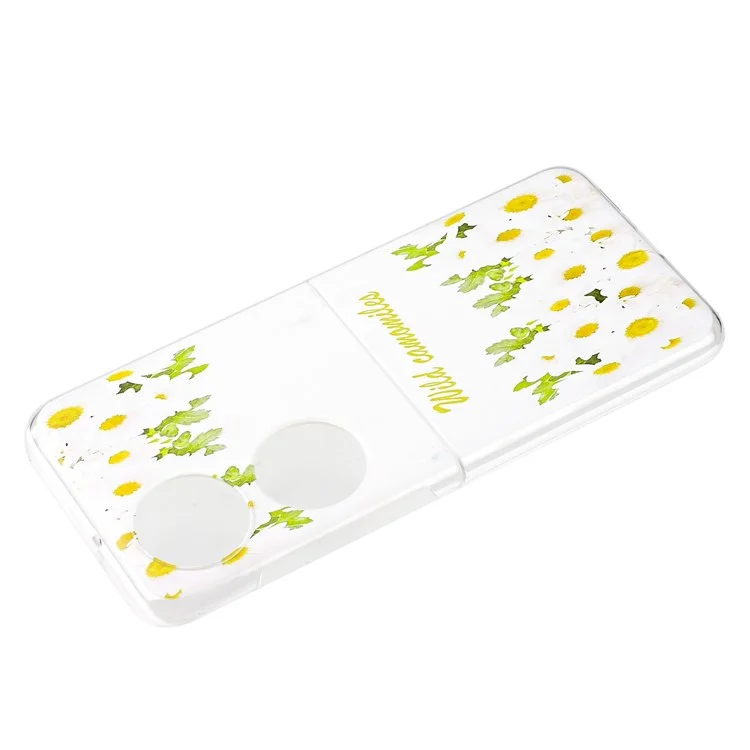 Para Huawei P50 Pocket Pattern Printing Case de Telefone Hard PC PC Resistente à Capa Protetora do Zagueiro - Flores