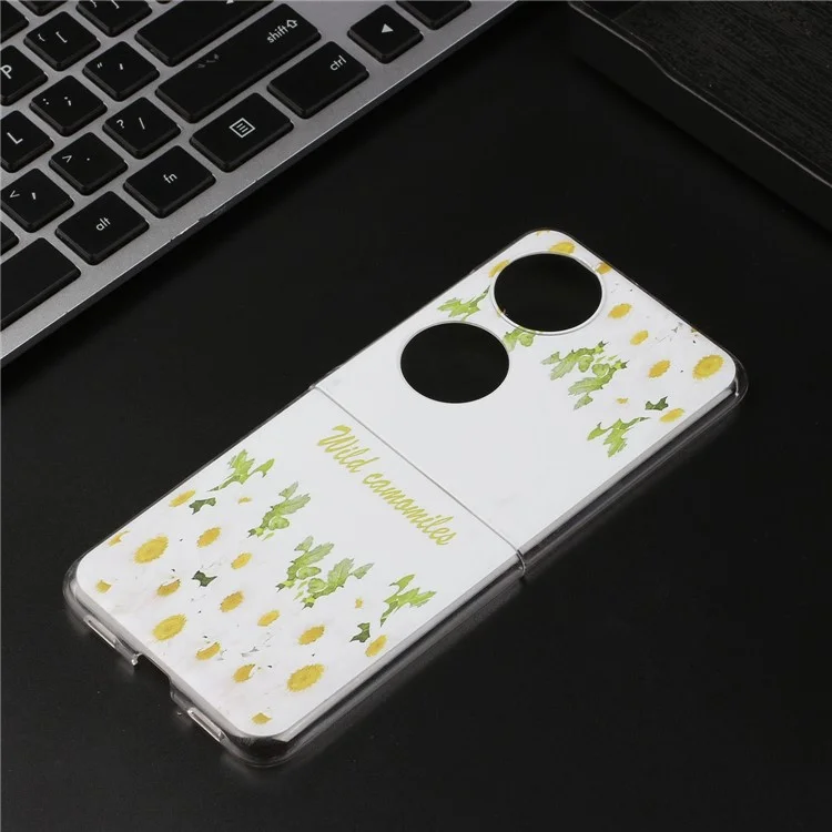 Para Huawei P50 Pocket Pattern Printing Case de Telefone Hard PC PC Resistente à Capa Protetora do Zagueiro - Flores
