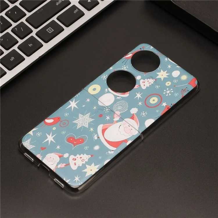 Für Huawei P50 -taschenmuster Druckphase Harthülle Hard PC Impact Resistant Defender Protective Deckung - Weihnachten / Liebe