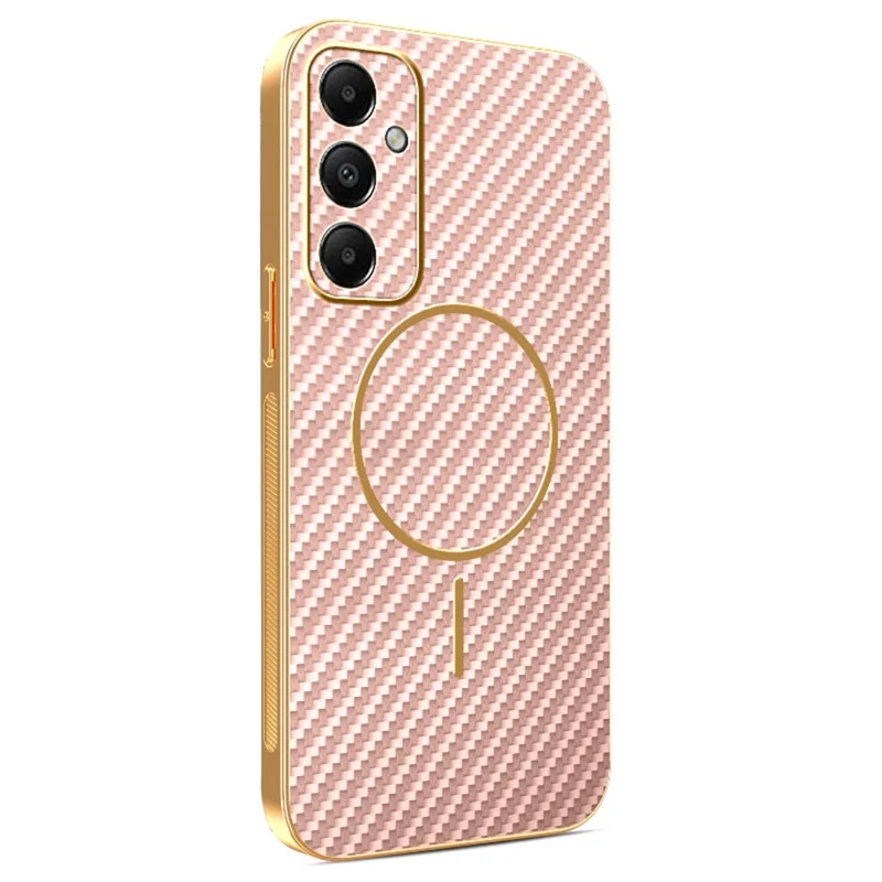 For Samsung Galaxy A05s 4G Phone Case Carbon Fiber Textured Electroplated TPU Back Cover - Pink