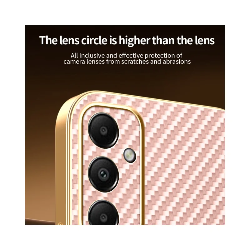 For Samsung Galaxy A05s 4G Phone Case Carbon Fiber Textured Electroplated TPU Back Cover - Pink