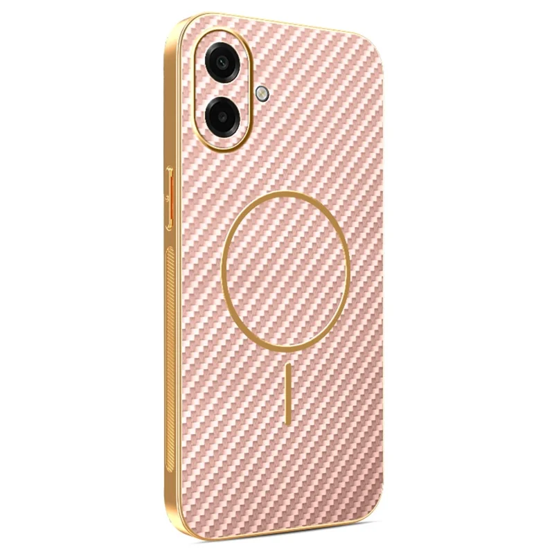 Samsung Galaxy A07 4G Handyhülle - Kohlefaser-Textur, elektroplattierter TPU-Rückdeckel - Rosa