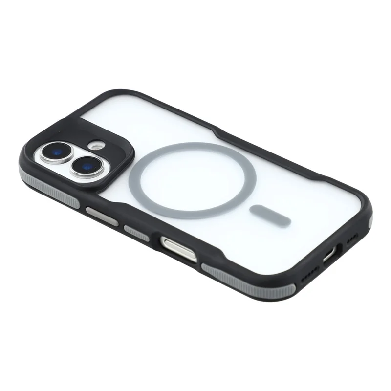 For iPhone 16 Plus Magnetic Case Skin-Touch TPU + PC Shockproof Phone Back Cover - Grey