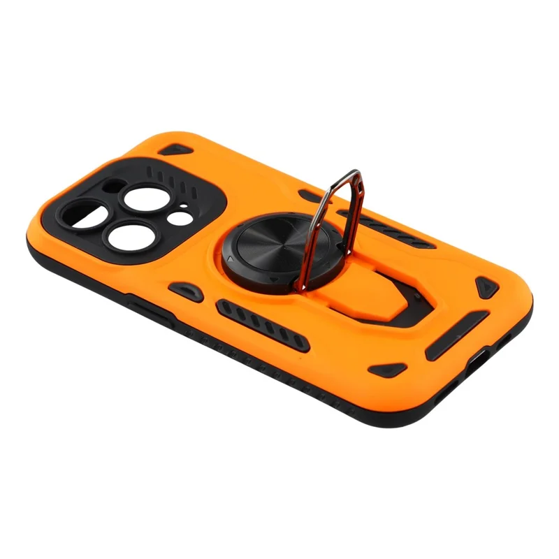 For iPhone 15 Pro Case with Kickstand Shockproof TPU + PC Phone Back Cover - Orange