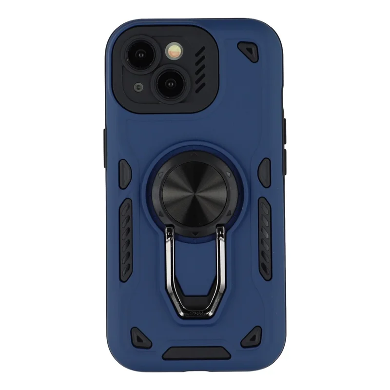 Capa para iPhone 15 com Suporte Resistente a Choques TPU + Capa Traseira de PC - Azul Marinho