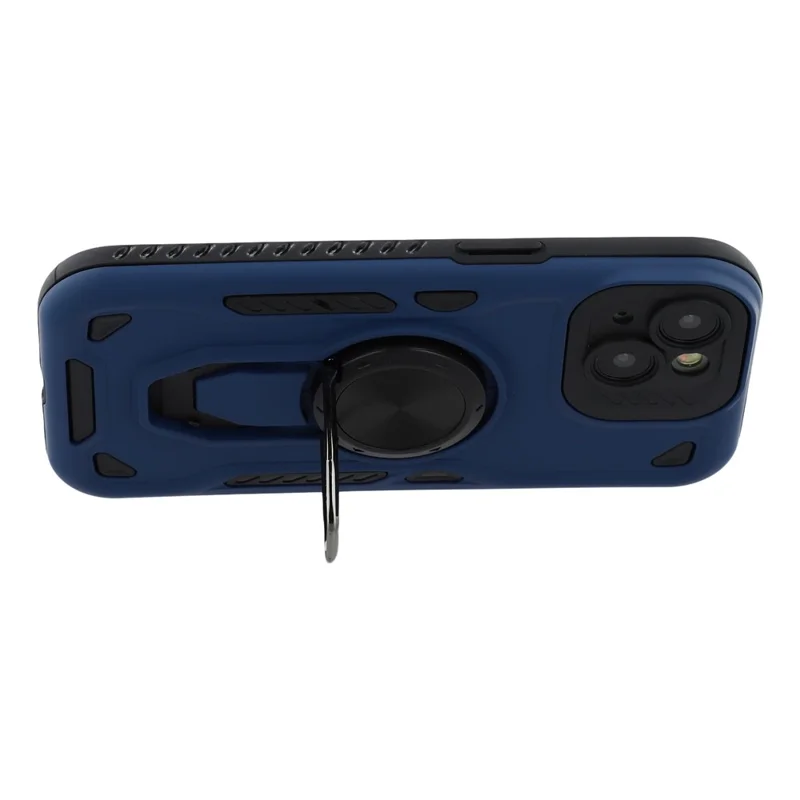 Capa para iPhone 15 com Suporte Resistente a Choques TPU + Capa Traseira de PC - Azul Marinho