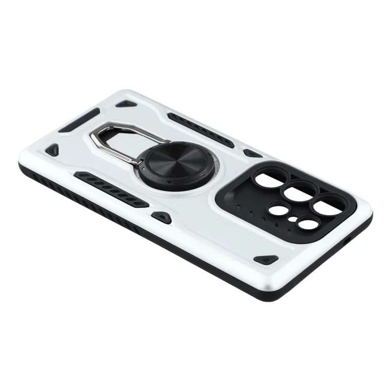 For Samsung Galaxy S23 Ultra Case with Kickstand Shockproof TPU + PC Phone Back Cover - White