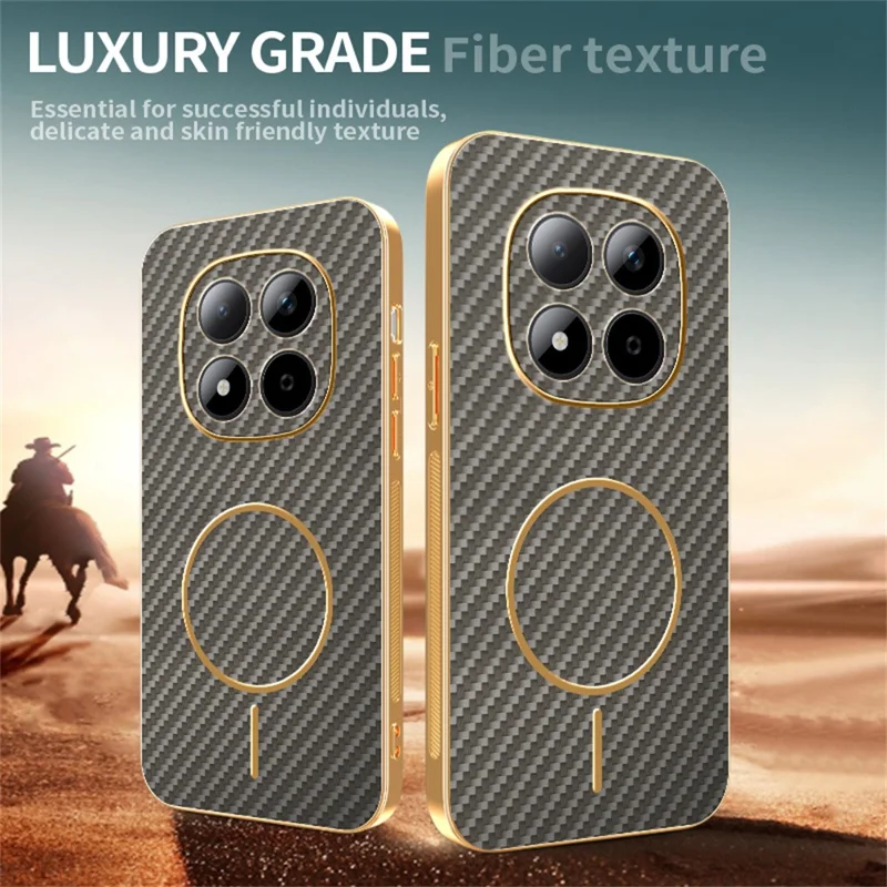 For Xiaomi Redmi Note 15 Pro 5G Phone Case Carbon Fiber Textured Electroplated TPU Back Cover - Coffee