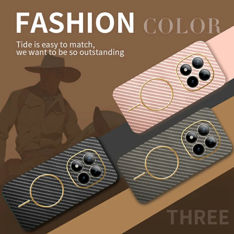 Funda para teléfono Xiaomi Redmi Note 15 Pro+ 5G - Textura de fibra de carbono, cubierta trasera de TPU con electrochapado - Rosa