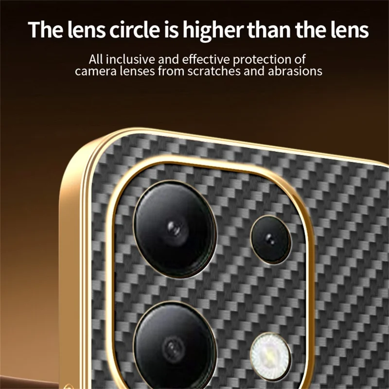 For Xiaomi Redmi Note 13 4G Phone Case Carbon Fiber Textured Electroplated TPU Back Cover - Black