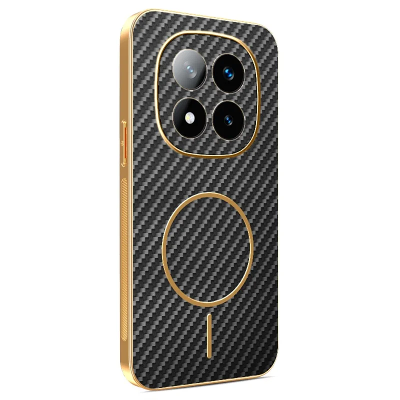 Чехол для телефона Xiaomi Redmi Note 14 Pro+ 5G - Черный, текстурированный под углеродное волокно, с электрохромным TPU-покрытием