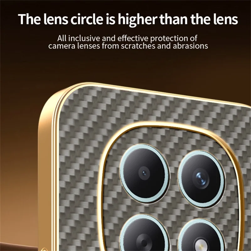 For Xiaomi Redmi Note 15 5G (Global) Phone Case Carbon Fiber Textured Electroplated TPU Back Cover - Coffee