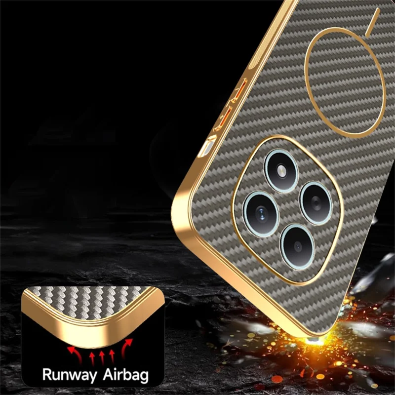 For Xiaomi Redmi Note 15 5G (Global) Phone Case Carbon Fiber Textured Electroplated TPU Back Cover - Coffee