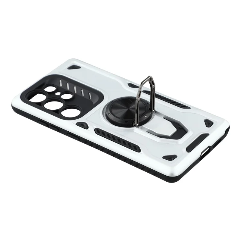 For Samsung Galaxy S25 Ultra Case with Kickstand Shockproof TPU + PC Phone Back Cover - White