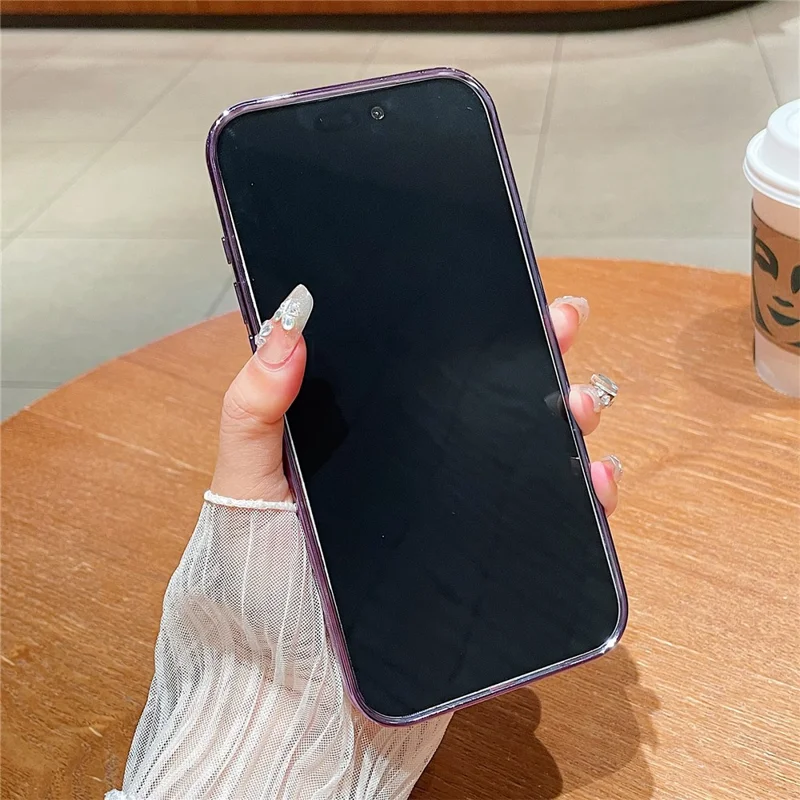 For iPhone 17 Pro Max Case Rhinestone Decor Glitter Rainbow Quicksand TPU Acrylic Phone Back Cover - Purple