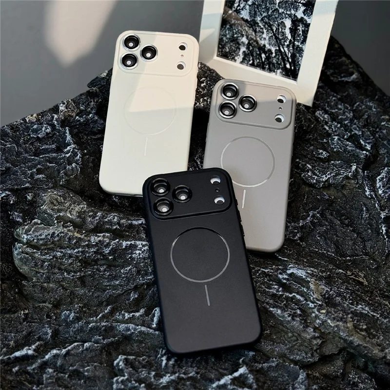 Étui magnétique pour iPhone 17 Pro Max Matte Skin Touch TPU Housse de protection arrière avec film en verre trempé - Orange