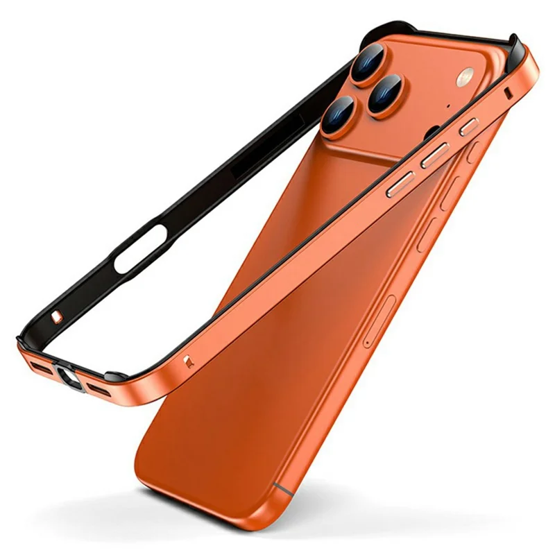 For iPhone 17 Pro Case Hollow Heat Dissipation Silicone Metal Bumper Phone Cover - Orange