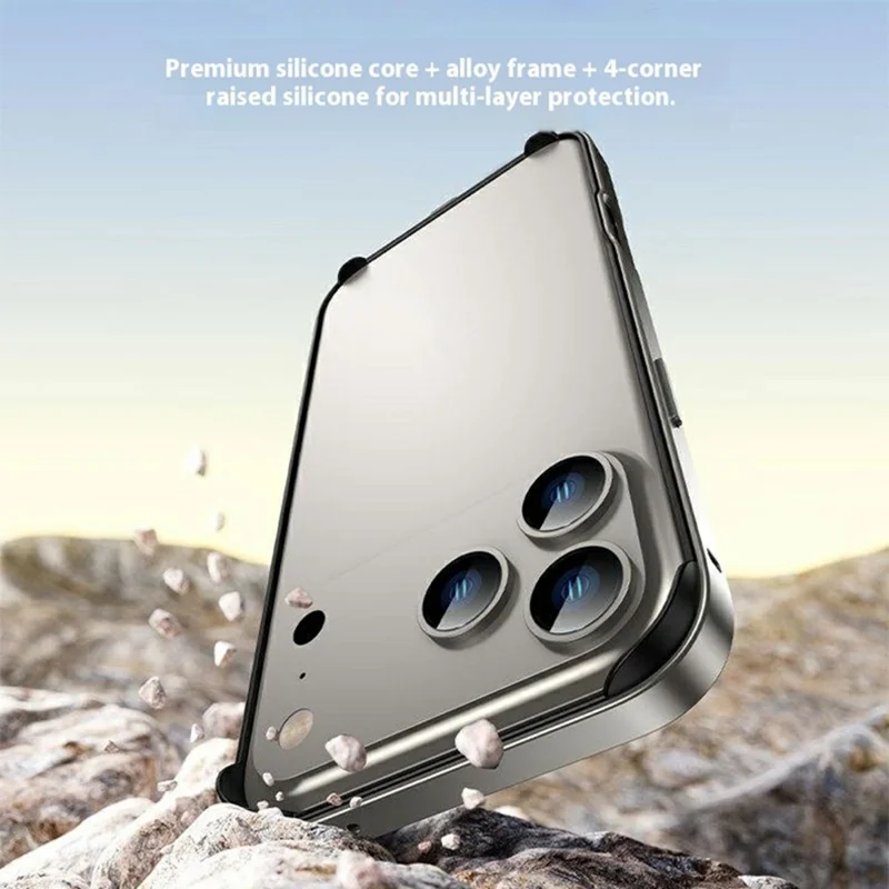 For iPhone 17 Pro Case Hollow Heat Dissipation Silicone Metal Bumper Phone Cover - Orange