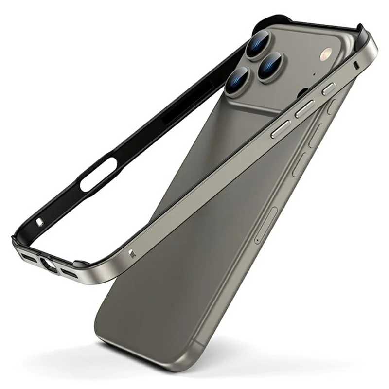 For iPhone 17 Pro Max Case Hollow Heat Dissipation Silicone Metal Bumper Phone Cover - Titanium Gold