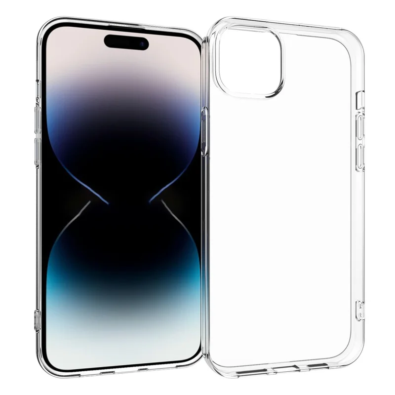 Groothandel 100 stuks voor iPhone 15 Plus hoesje zonder watermerk transparant TPU telefoonhoesje met lanyardgat
