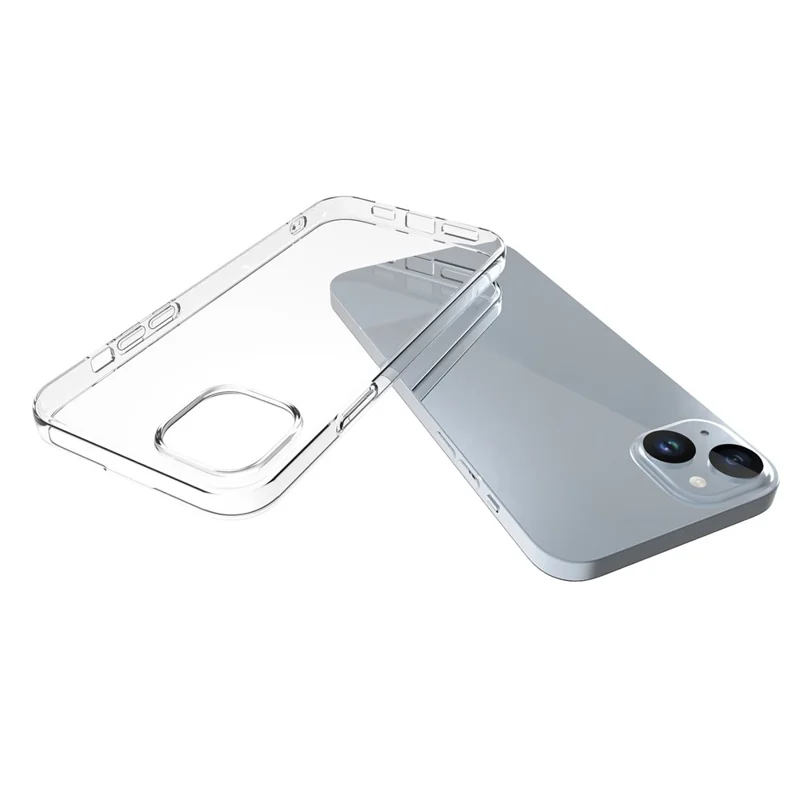 Groothandel 100 stuks voor iPhone 15 Plus hoesje zonder watermerk transparant TPU telefoonhoesje met lanyardgat